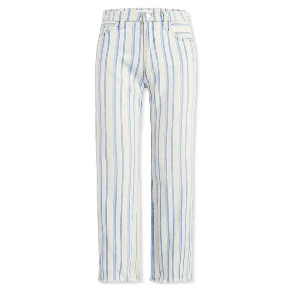 Joes, Blue & white strip, wide leg, cropped White leg, raw hem denim